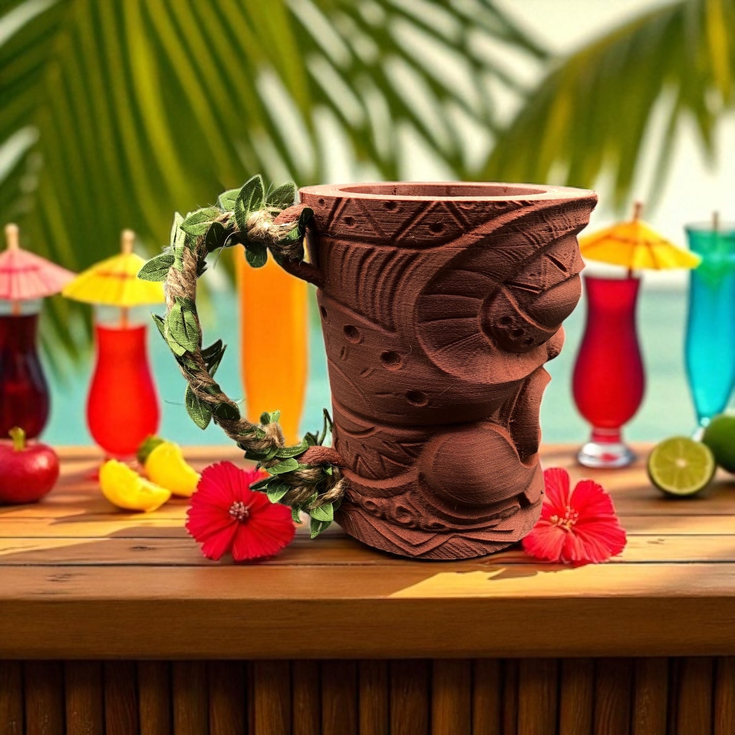Carved Tiki Can Cozy